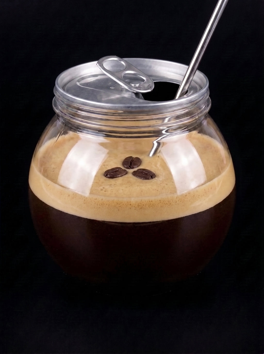 Espresso martini served in a 210ml clear PET dessert jar with peel-off lid – Can Café NZ