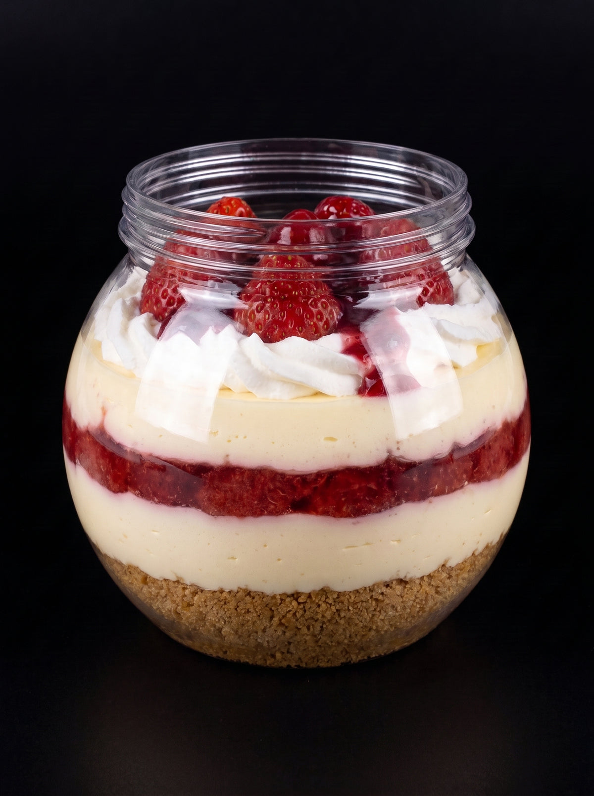 Strawberry cheesecake in 210ml clear PET dessert jar – Can Café NZ