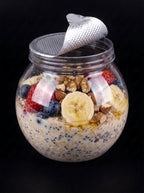 210ml clear PET dessert jar with overnight oats and peel-off lid – Can Café NZ